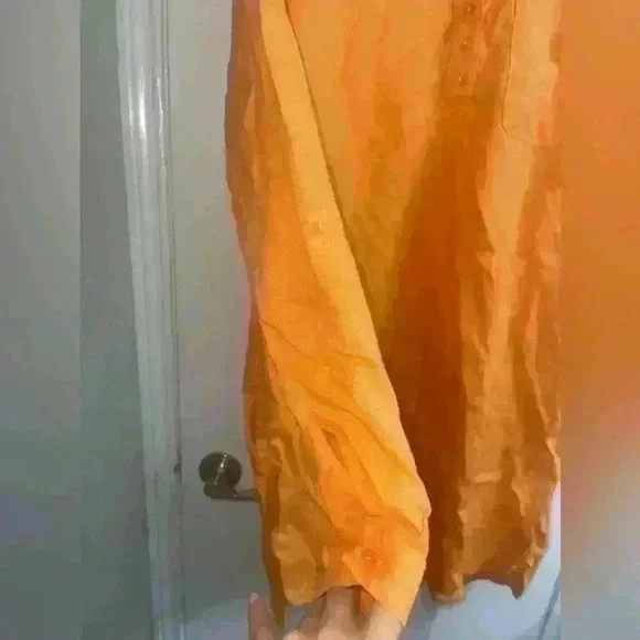 Martha Stewart collection 100% Linen orange 🍊 long sleeve dress NWOT size L - Picture 7 of 10